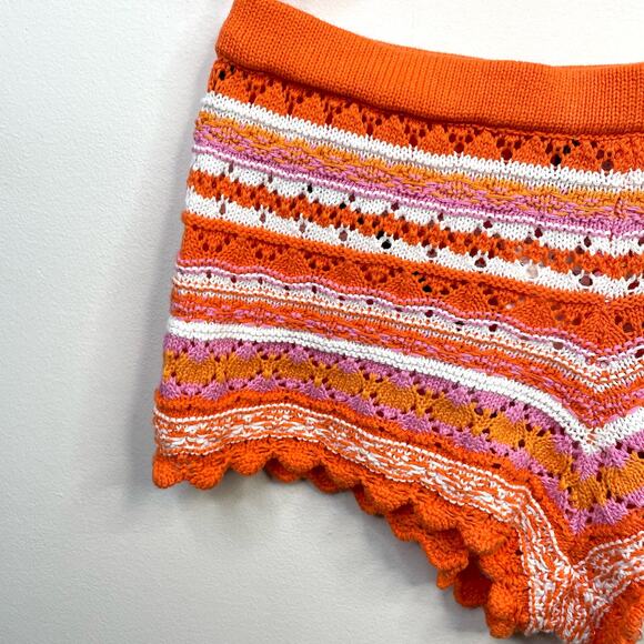 Divided H&M Crochet Tank Top Shorts Outfit Set Striped Orange Womens S new - Picture 5 of 10
